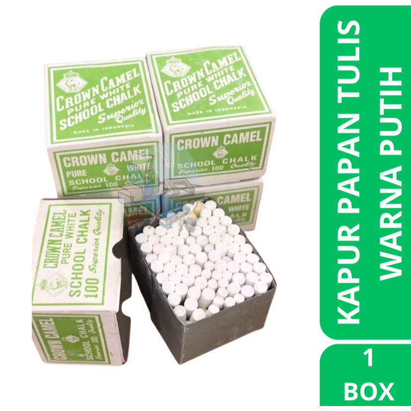 

[1 BOX] Kapur Papan Tulis / Kapur Tulis Warna Putih Crown Camel Isi 100 PCS