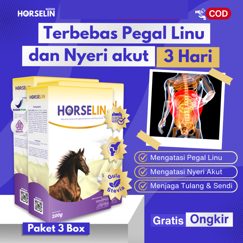 

Susu Kuda HORSELIN Paket 3 Box Bundling Atasi Nyeri Sendi Dan Pegal Linu