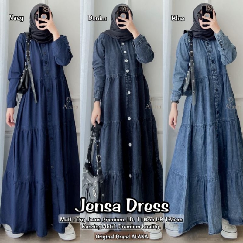 ALANA - Jensa Dress | Gamis Muslim Ori Jeans Premium Terbaru