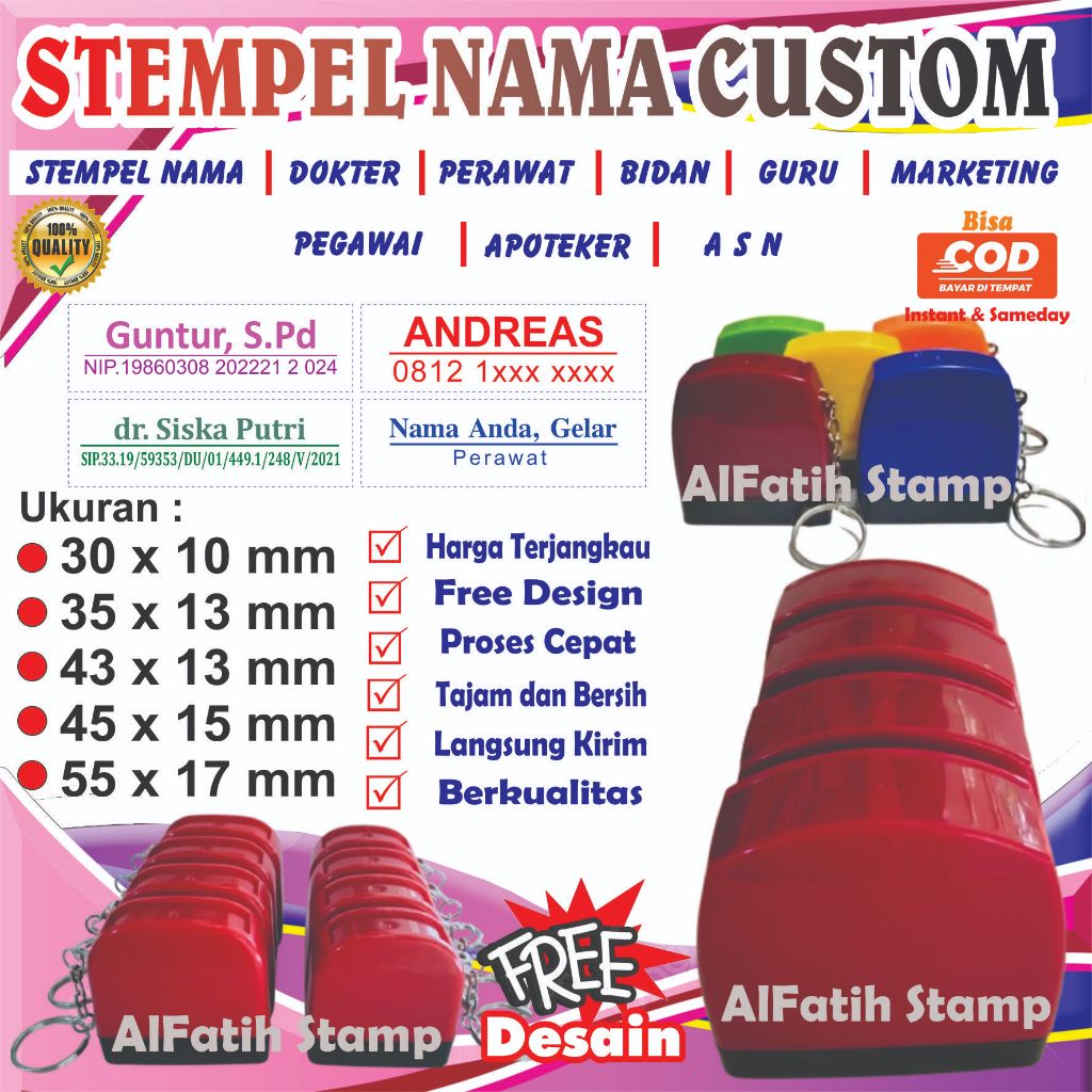 

STEMPEL NAMA / STEMPEL DOKTER / BIDAN / PERAWAT / MARKETING / SALES