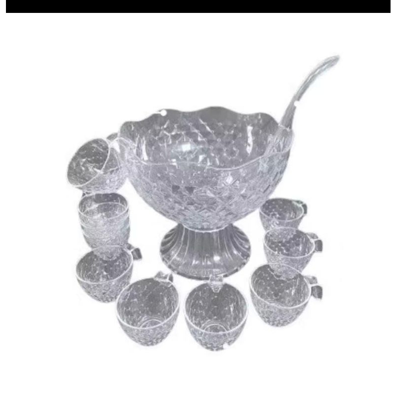 mangkok es sop buah cocktail diamond kristal bening set golden Sunkist