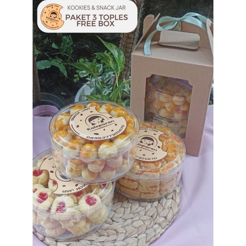 

Paket Hampers Parcel Kue Lebaran 3 Toples Kue Kering 500gr, Ready Stock Delivery Jogja
