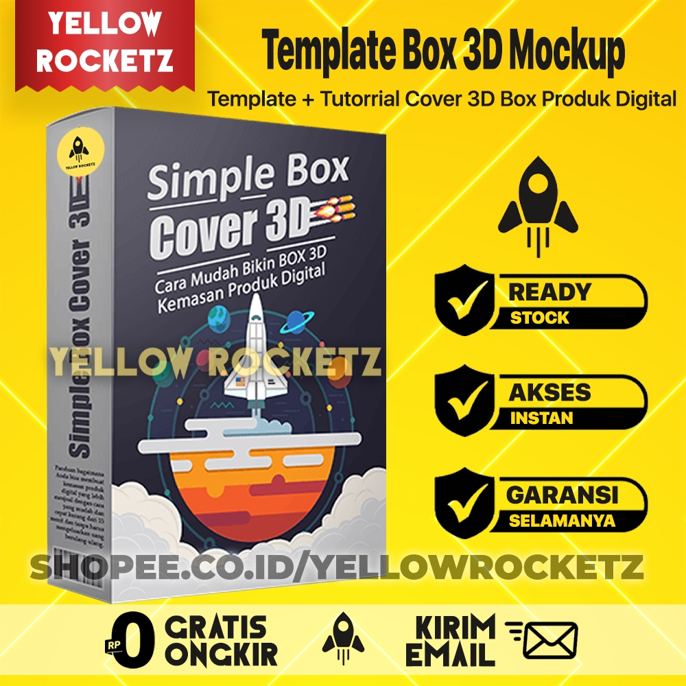 Template 3D COVER BOX MOCKUP Digital Product - Desain Cover Digital Template dan Tutorial