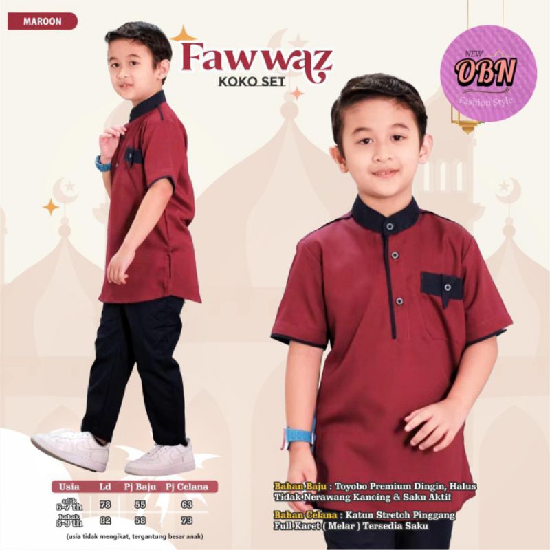 Fawwaz Koko Set || Koko set anak/kids || Koko set atasan bawahan || Set Koko anak