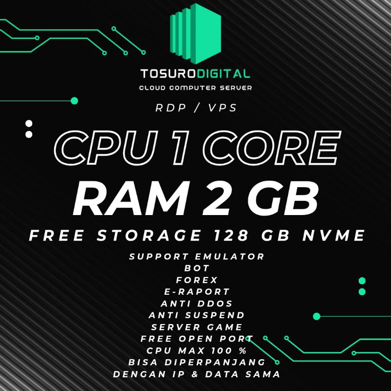 RDP AKTIF 1 TAHUN FULL GARANSI | 1 CORE 2 GB RAM