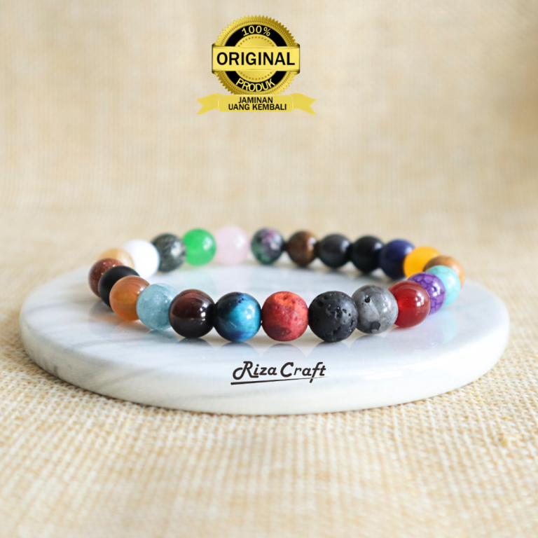 Gelang Pria Wanita Aesthetic Batu Alam Kristal ASLI Marjan Lava Labradorite Yaman Kecubung Pirus Jas