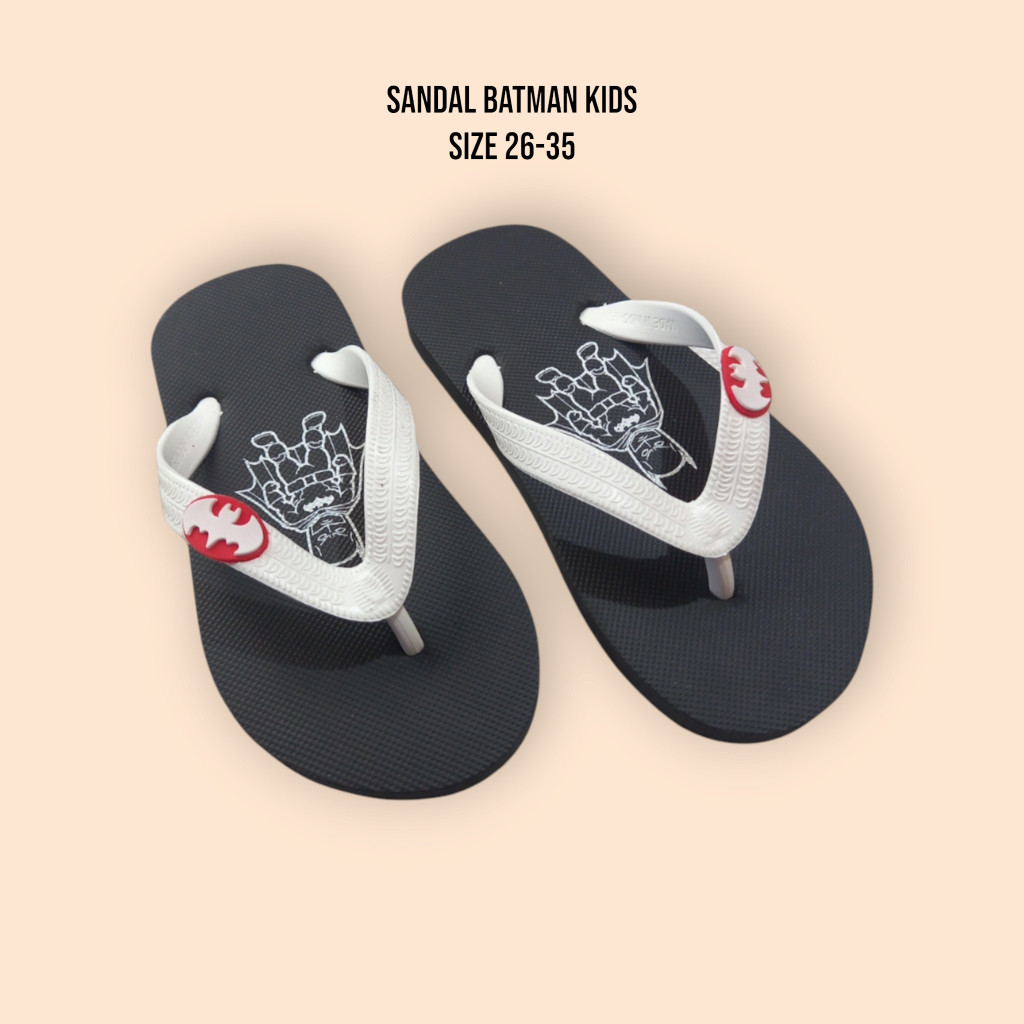 Sandal Jepit Anak Laki-Laki Batman Polos Karet Rubber Kids