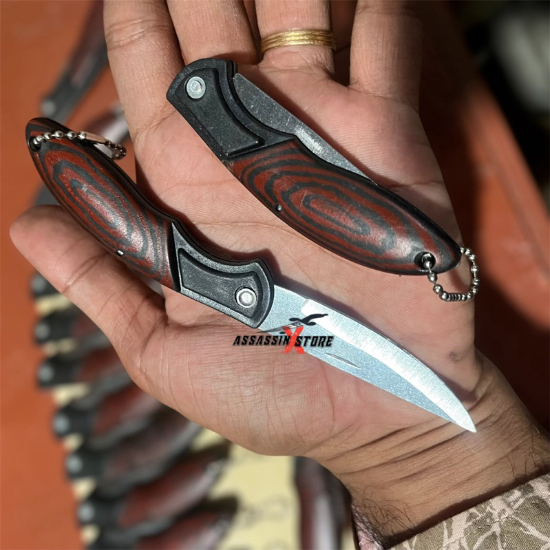 pisau kecil lipat unik gantungan kunci tebal tajam