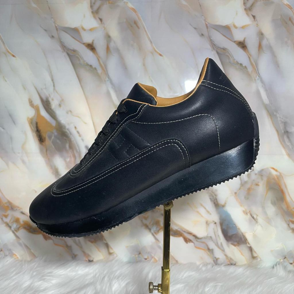 Sepatu Itali Pria Sport Kantor Full Black Kulit