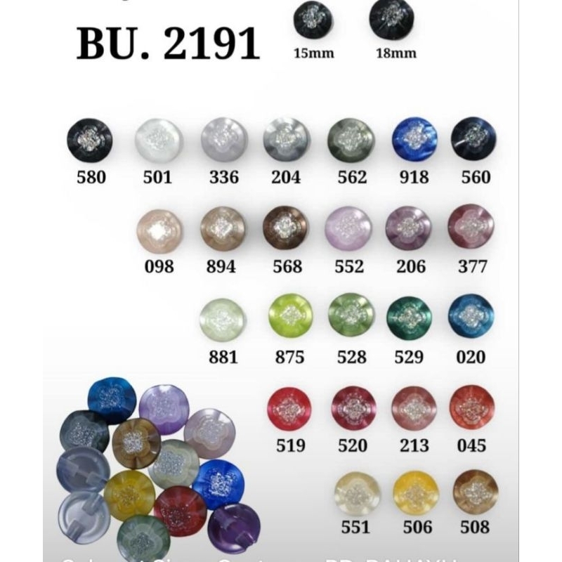 144 PCS KANCING JAMUR BU HIAS BUNGA GLITER DIAMETER 15 MM