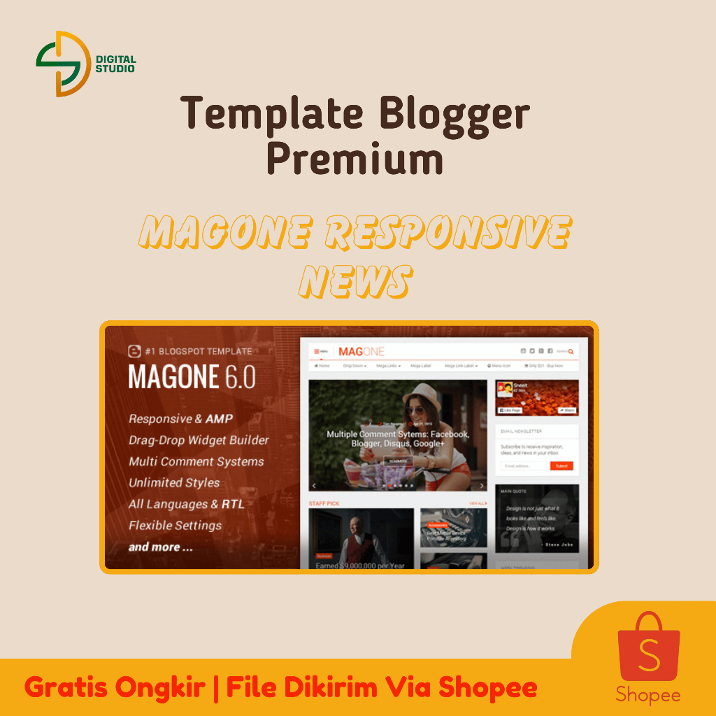 Template Blogger Premium MagOne Responsive News & Magazine
