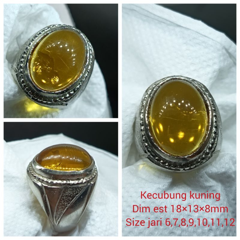 CINCIN BATU PERMATA KECUBUNG KUNING CRYSTAL