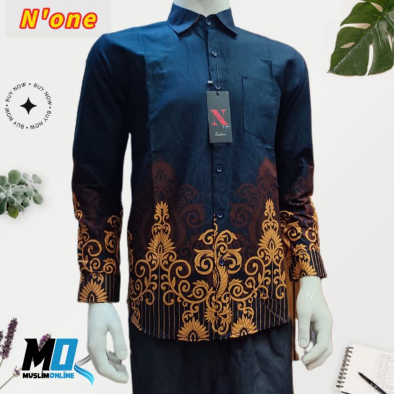 kemko kh n'one kemeja koko pria dewasa tangan panjang premium original
