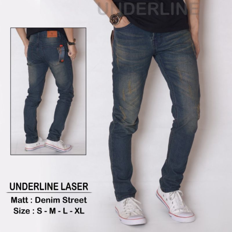 Celana Jean Denim Laser Slimpit pria dewasa distro