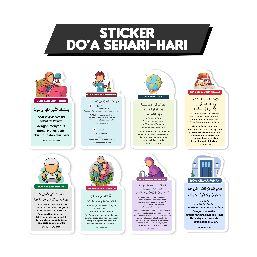 

Stiker Doa Harian Tahan Air Tahan Gores Die Cut Laminasi Glossy Cocok Untuk Anak-Anak, Remaja, Dewasa, Dan Orang Tua Do'a Keluar Rumah Do'a Sebelum Makan Do'a Masuk WC Do'a Sebelum Bercermin Do'a Sebelum Naik Kendaraan Do'a Sapu Jagad Doa Meminta Rezeki