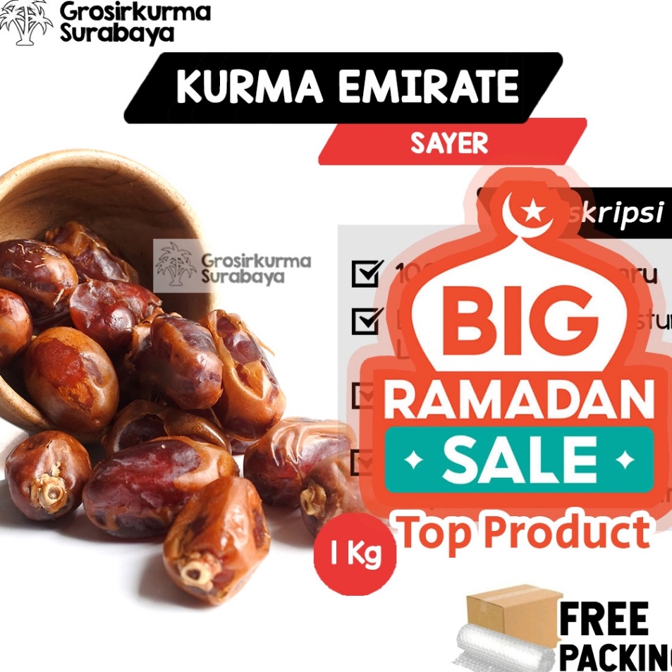 

Big Sale Kurma Gold Emirate Sayer 1KG Asli Arab Saudi Premium BPOM Untuk Nabeez Buka Puasa Basah Madu Enak