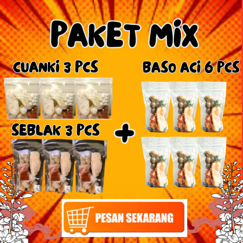 

Paket MIx | 6pcs Baso Aci + 3pcs Seblak + 3pcs Cuanki