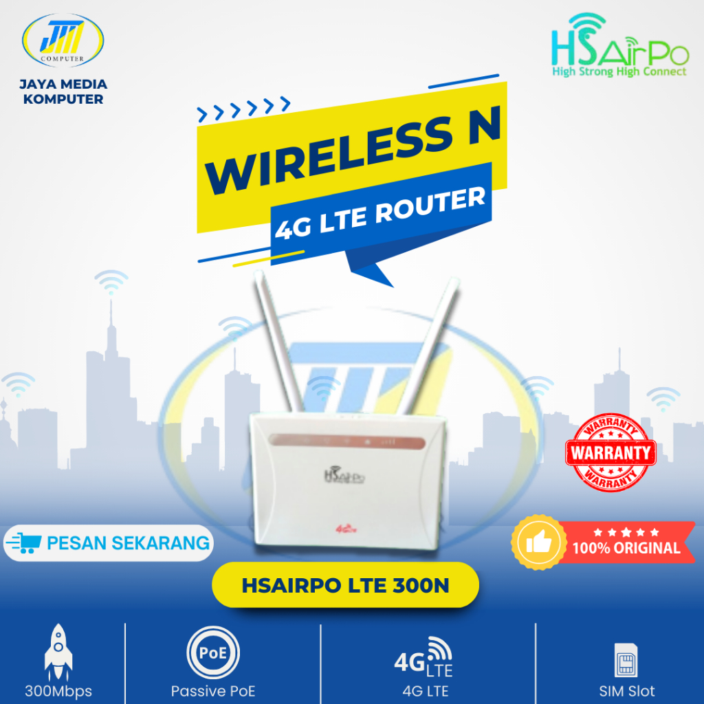 HSAirpo LTE300N Modem 4G LTE Router 2.4Ghz Wireless N 300Mbps - Router indoor 4G LTE