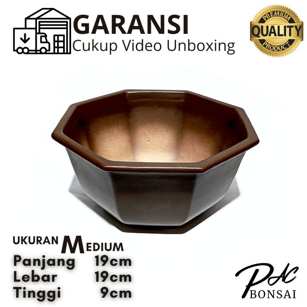PREMIUM PAC Bonsai | Kaktus | Sukulen | Sansivera | Aglonema | Pot Bonsai berbahan Keramik Ukuran Be
