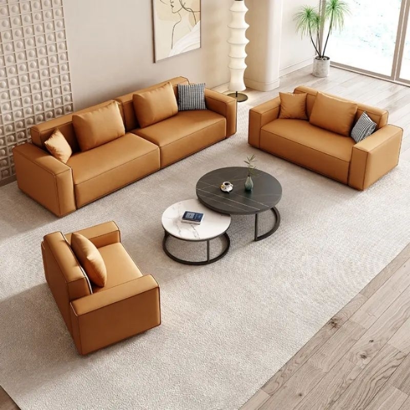 sofa ruang tamu minimalis dan berkelas dengan warna coklat elegant