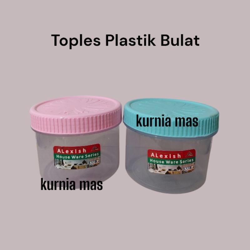 Toples Plastik Bulat Alexis 1 Kg Toples Bening Tutup Drat BPA Free Toples Kue Lebaran Wadah Gula Kop