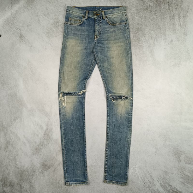 Saint Laurent D02 Distressed Repair Denim Pants