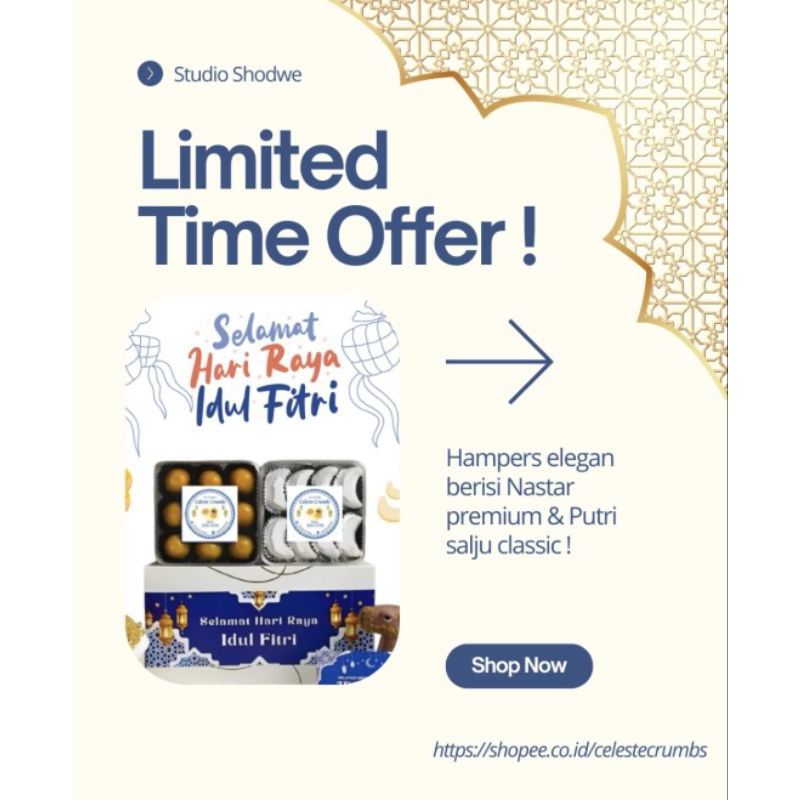 

LIMITED! Hampers elegan Céleste Crumbs (nastar + putri salju)