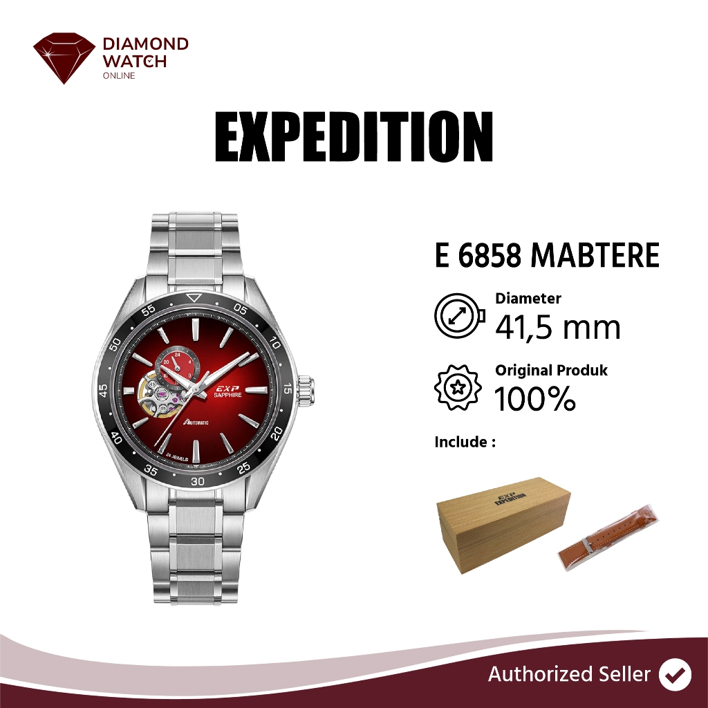 Expedition EXP E 6858 MABTERE Saphire Automatic 41,5 mm Dial Red Stainless Steel StrapE 6858 MABTERE