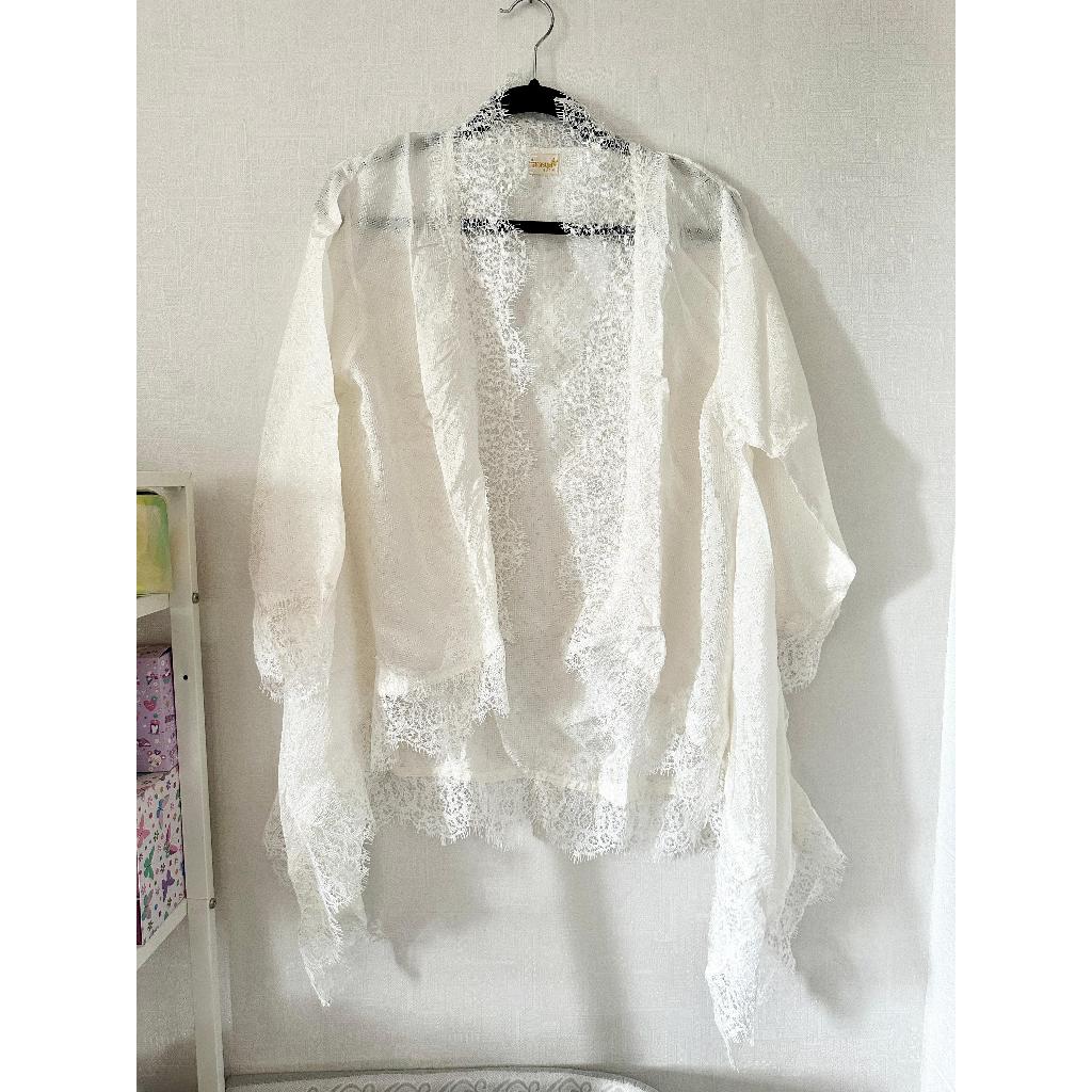 Kebaya Putih Batik Viscose Outer Lace Renda White Outer