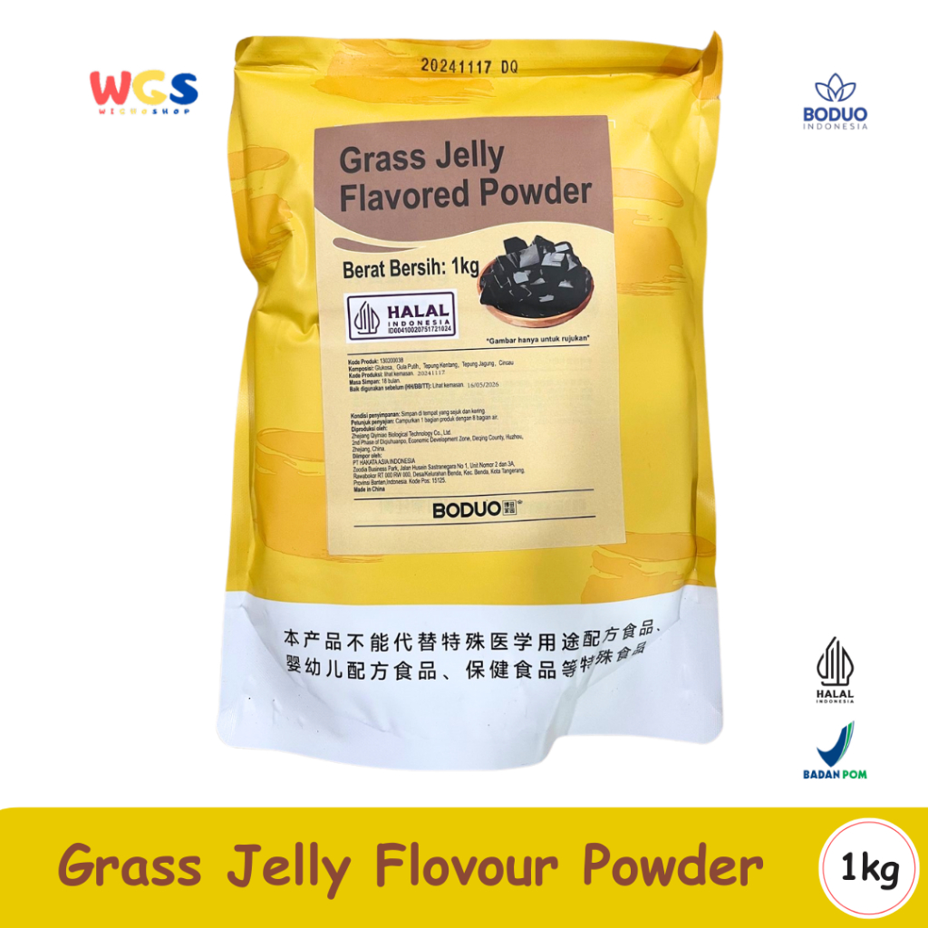 

BODUO Grass Jelly Flavored Powder 1kg – Bubuk Cincau Instan untuk Minuman & Dessert