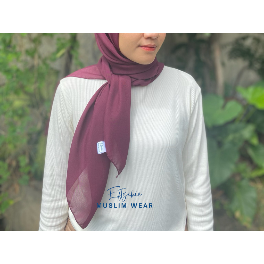 HIjab Segiempat Pollycotton | Burgundy | Eftychia Muslim Wear