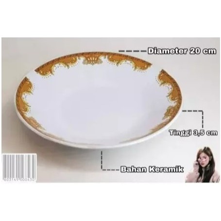 Piring makan mahkota lilia ukuran 8 inch