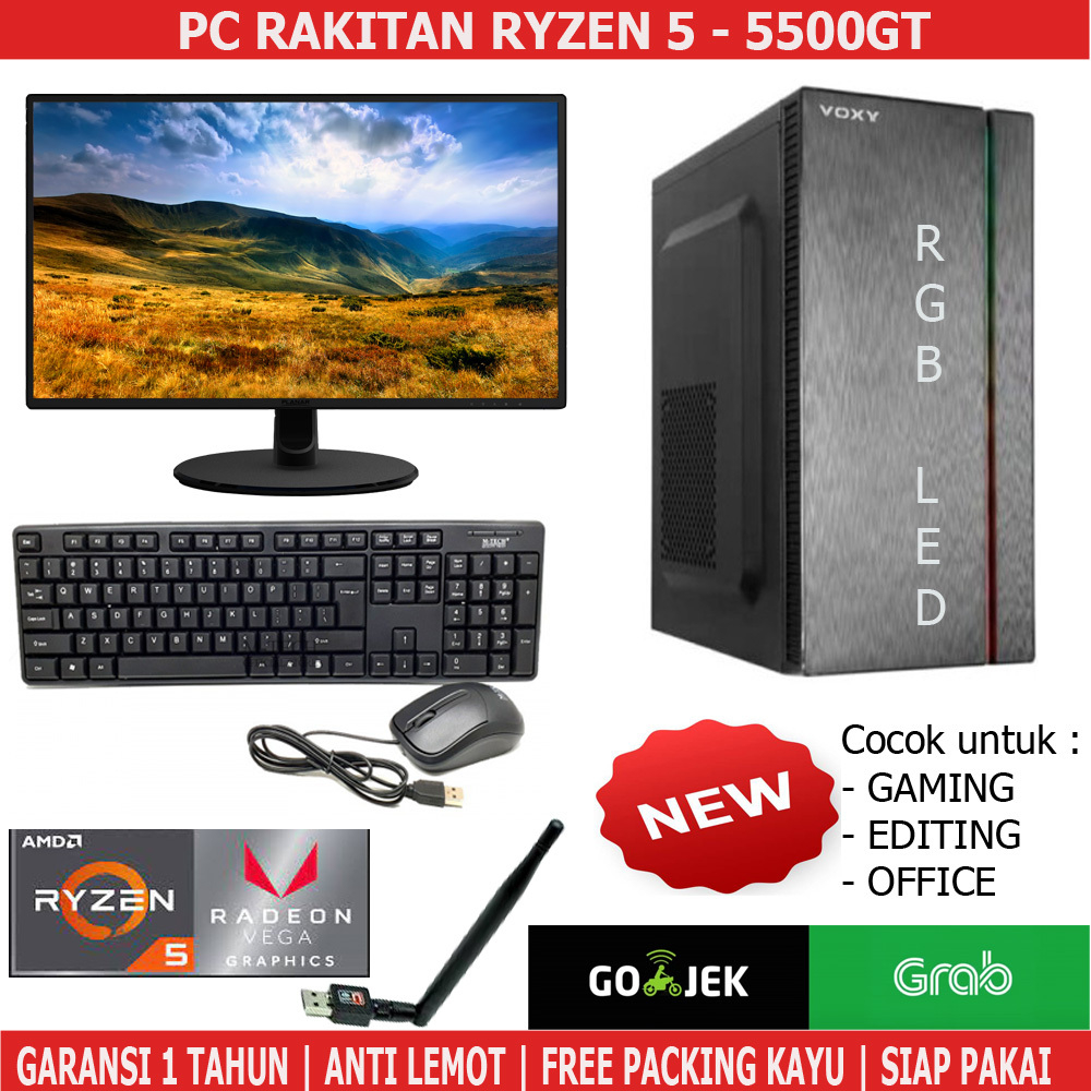 KOMPUTER/PC RAKITAN RYZEN 5-5500GT DESAIN/EDIT/LIVE/DESIGN/OFFICE / RAKITAN KOMPUTER KANTOR RYZEN