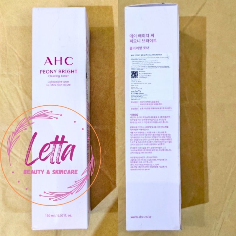AHC Peony Bright Clearing Toner 150mL Toner Clearing Toner Eksfoliasi Toner Exfoliasi