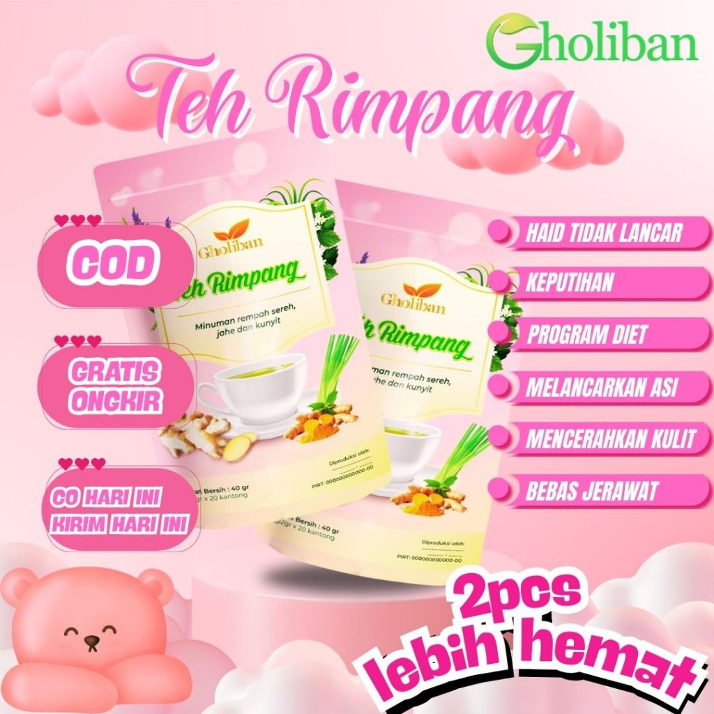 

PAKET 2 POUCH BONUS TAS CANTIK TEH RIMPANG GHOLIBAN MINUMAN SEHAT KAYA MANFAAT