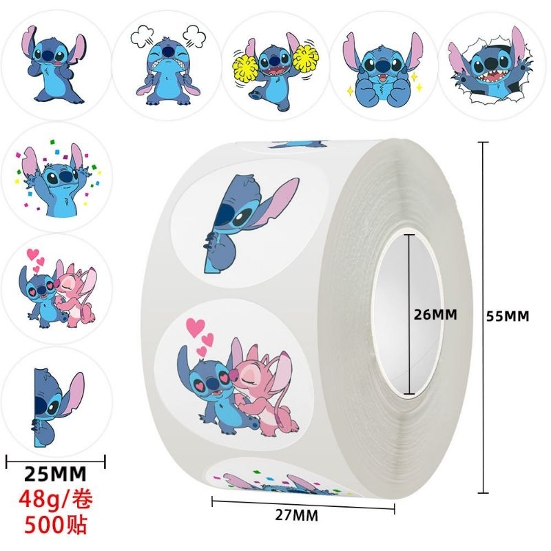

HAPPY (500 PCS) STIKER SANRIO LABUBU PRINCESS ANIME STITCH ROLL STICKER DIY