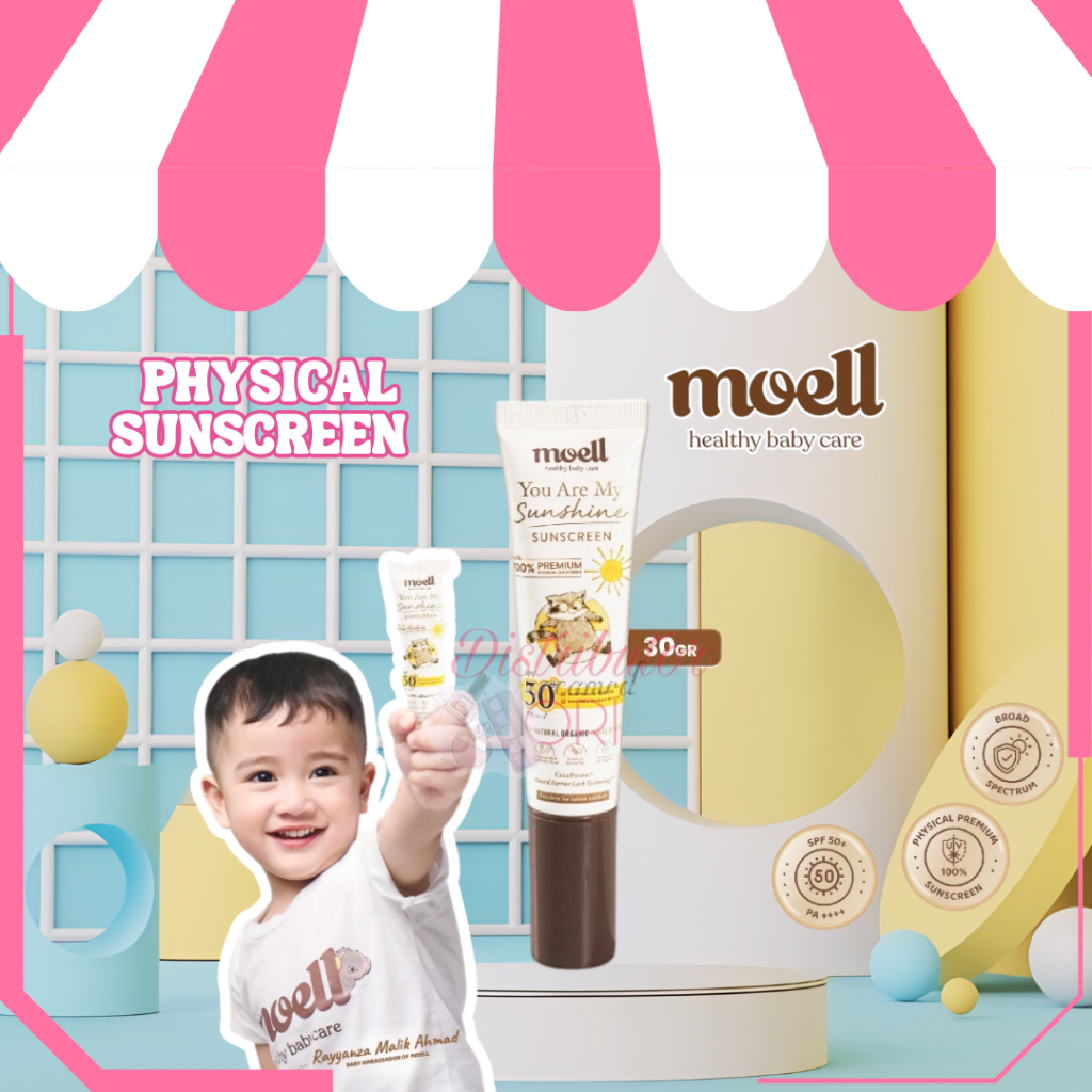 MOELL PHYSICAL SUNSCREEN ANAK & BAYI SPF 50+ (PA++++) TAHAN AIR WATER RESISTANT 30gr