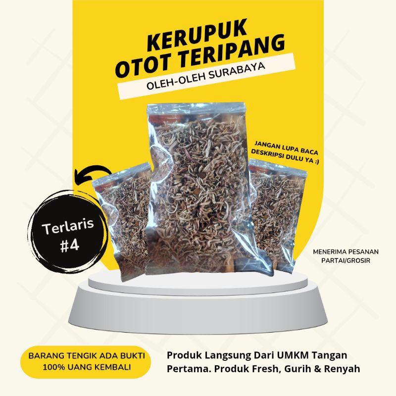 

Kerupuk Otot Srawut/Serat Tripang Goreng Khas Kenjeran Surabaya