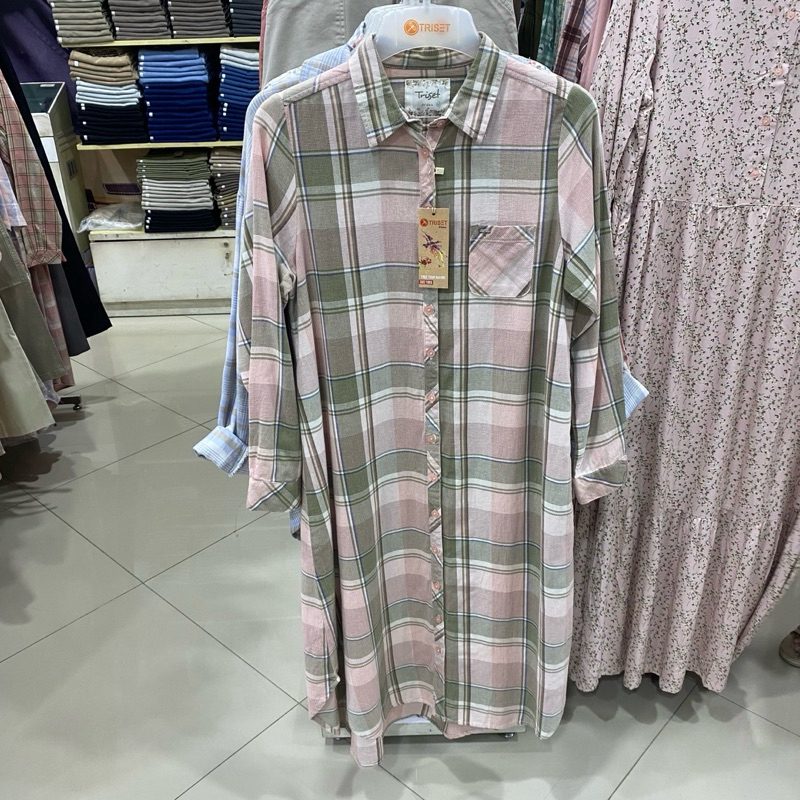 TRISET TUNIK CASUAL MOTIF KOTAK