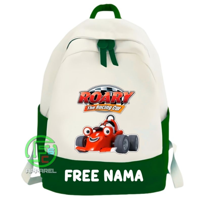 Tas ransel anak laki laki dan prempuan motif sablon gambar roary the racing car cocok untuk usia 4 s