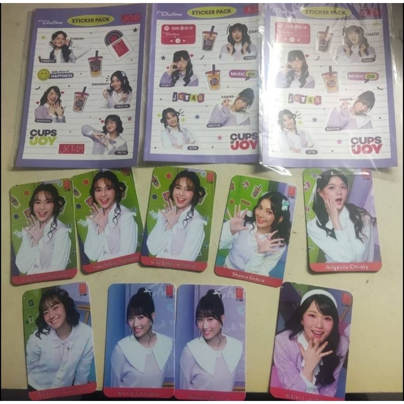 (bisa nego) jkt48 x chatime stiker photocard freya christy gracia marsha gita mutiara kartu pc stick