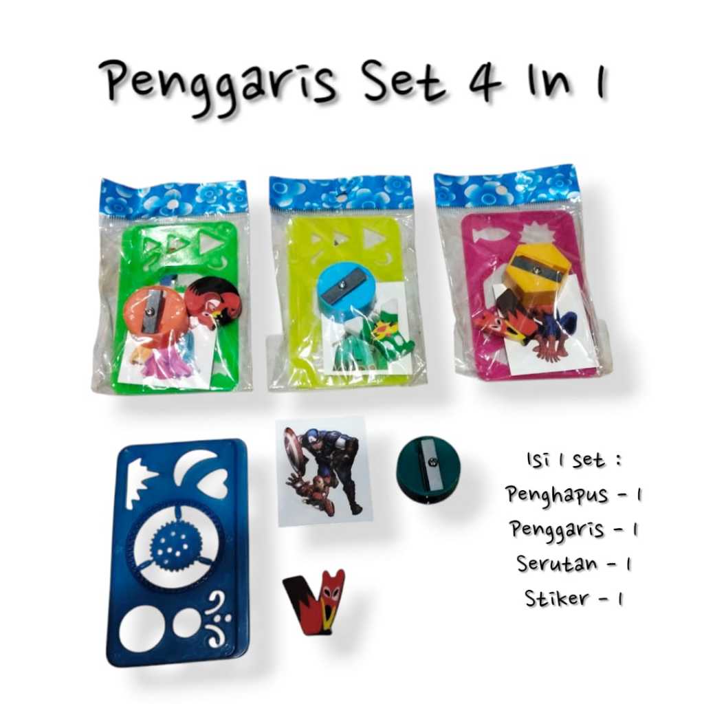 

Penggaris Set 4 In 1 Aneka Warna. Murah