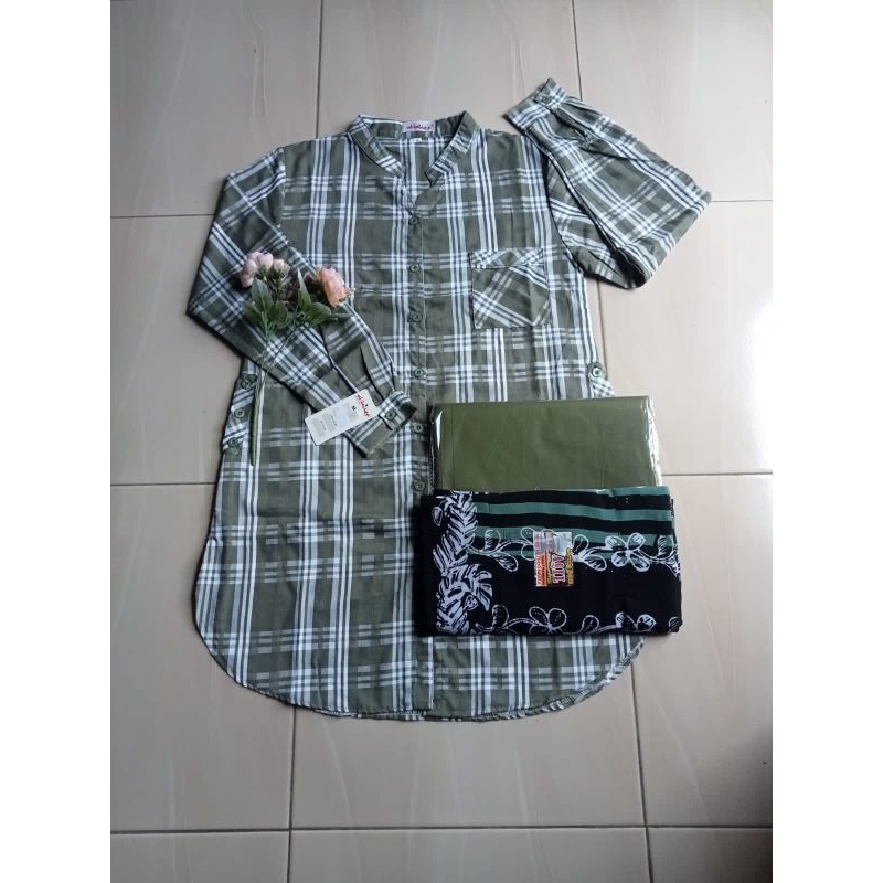 stelan santri putri tunik al latief//krudung dan sarung