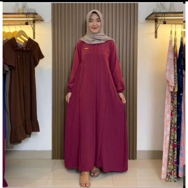 FARA DRESS GAMIS POLOS CRINKLE AIRFLOW PREMIUM VIRAL GAMIS BUSUI