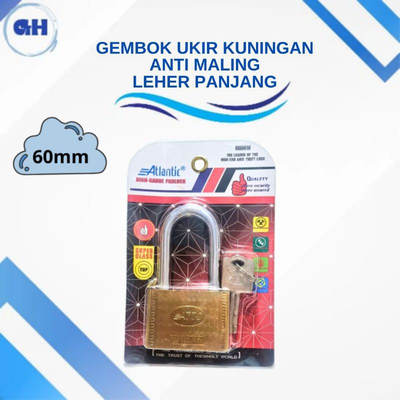 Gembok Anti Maling/Gembok Baja Kuningan 60mm panjang