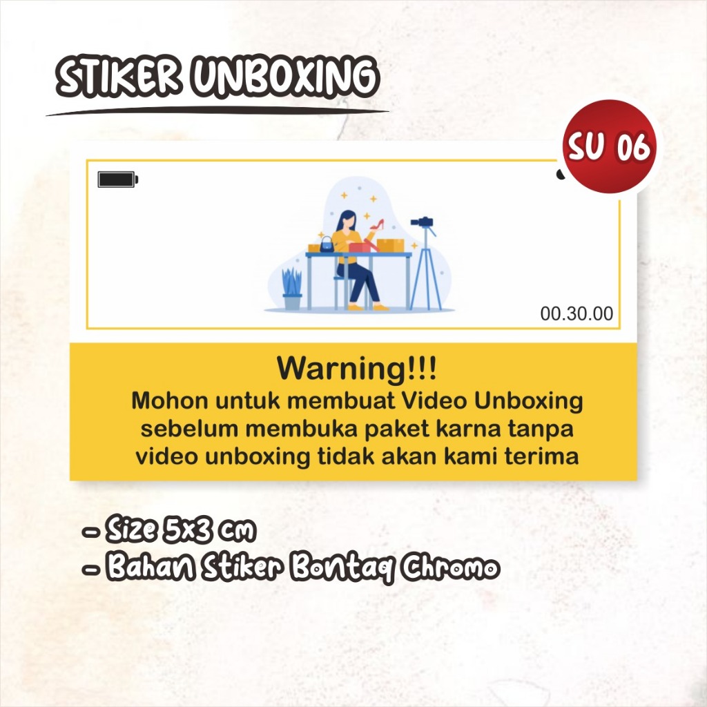 

STIKER LABEL VIDEO UNBOXING READY STOCK - STICKER PERINGATAN BUKA PAKET READY SU 06