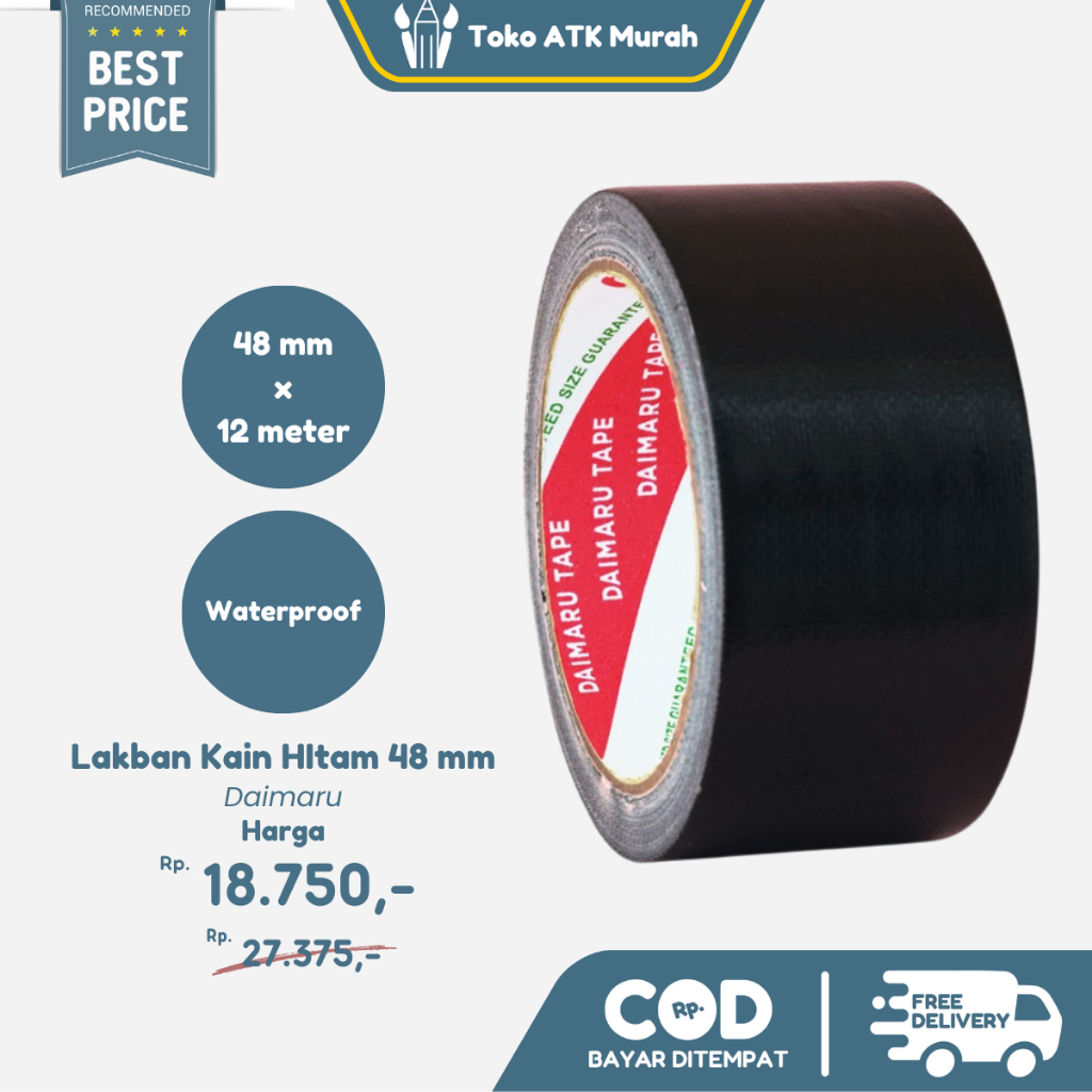 

Lakban Hitam Kain Daimaru 2 inch / 48 mm x 12 m