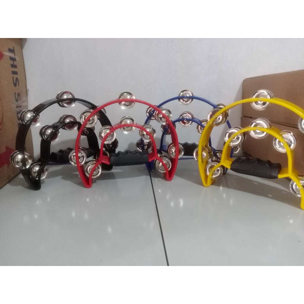 ALAT MUSIK TAMBOURINE HADROH ECREK MODEL SABIT BULAN 1 PCS, 4 WARNA