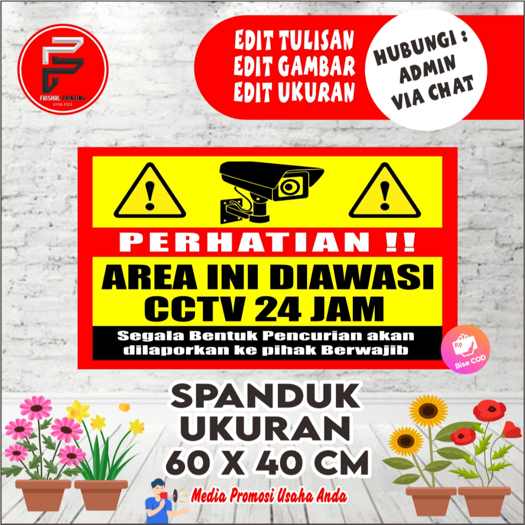 Spanduk Banner CCTV ukuran 60 x 40 cm