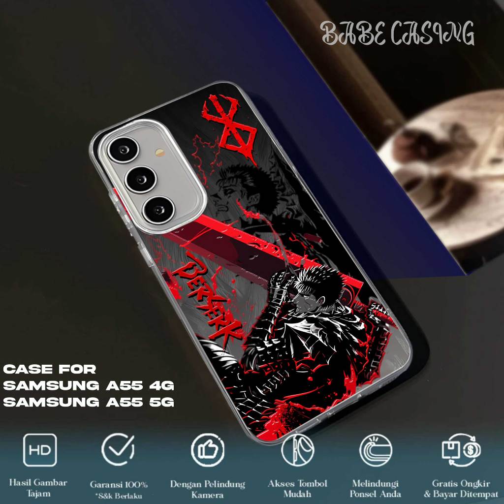 CASE SAMSUNG A55 CASING HANDPHONE FEATHER LASER PREMIIUM MATTE - MOTIF BERSERK - SOFTCASE SAMSUNG A5
